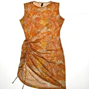 Windsor Orange Patterned Sleeveless Dress
